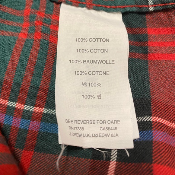 J Crew Red Plaid Button Down Sleep Shirt Size M - Picture 11 of 12
